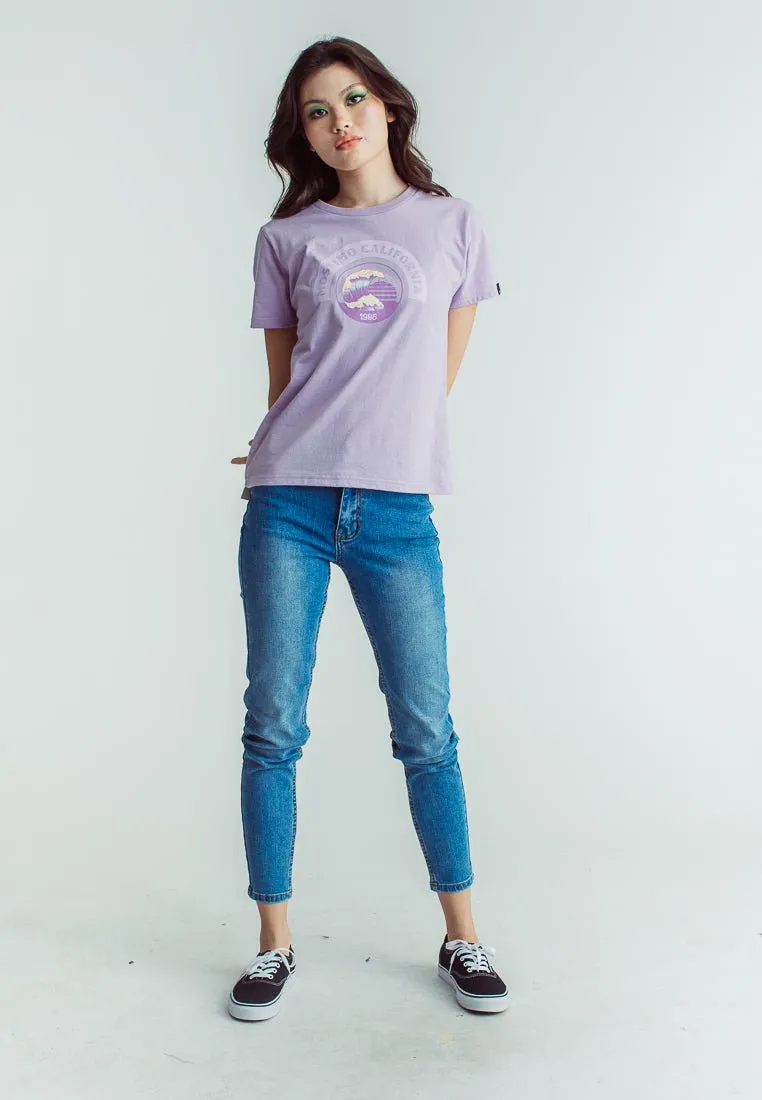 Lavender with Mossimo California Wave Design Soft Touch Print Classic Fit Tee