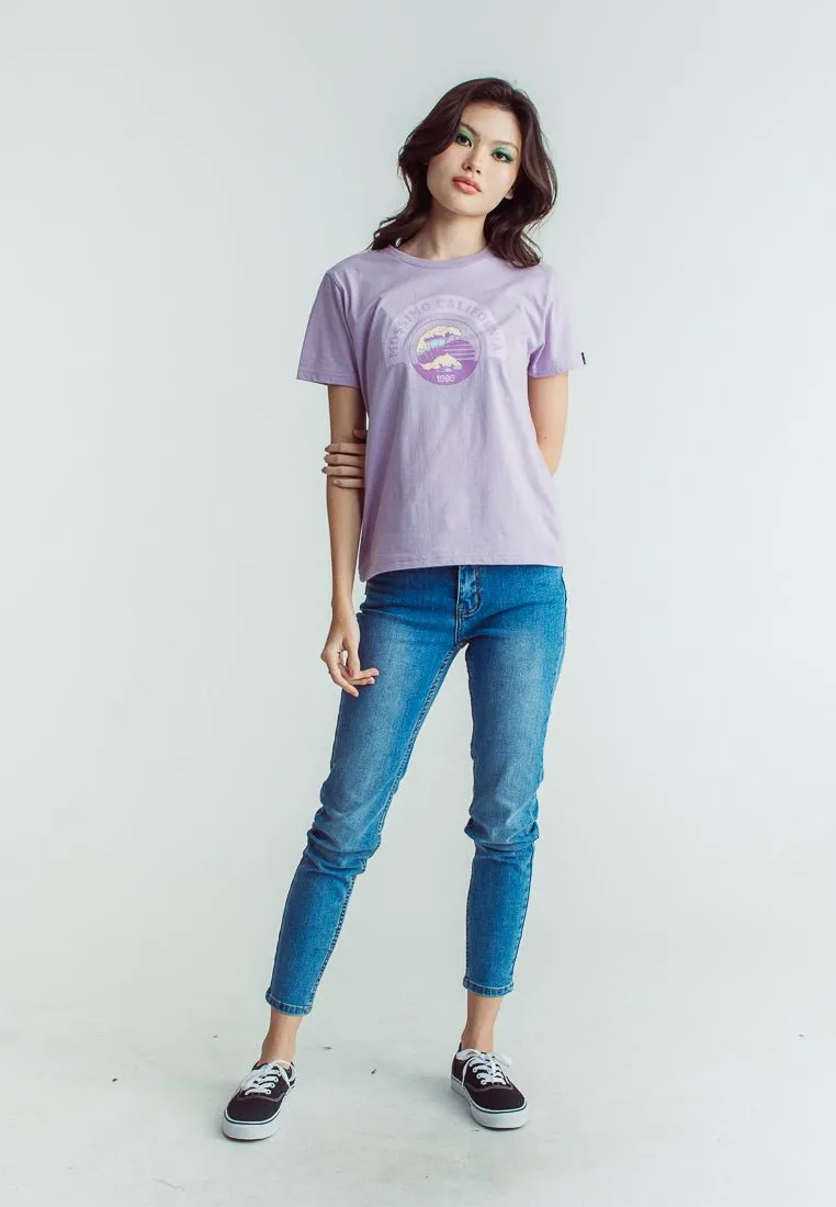 Lavender with Mossimo California Wave Design Soft Touch Print Classic Fit Tee