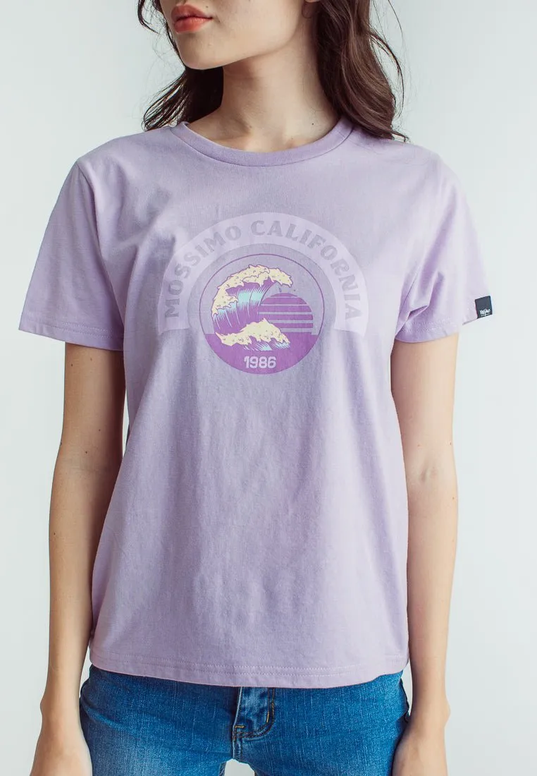 Lavender with Mossimo California Wave Design Soft Touch Print Classic Fit Tee