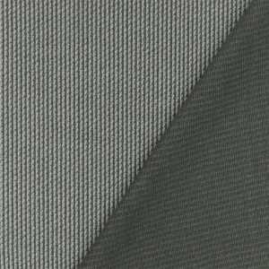 Light-Stone Gray Stripe Textured Wool Cotton Double Knit Fabric