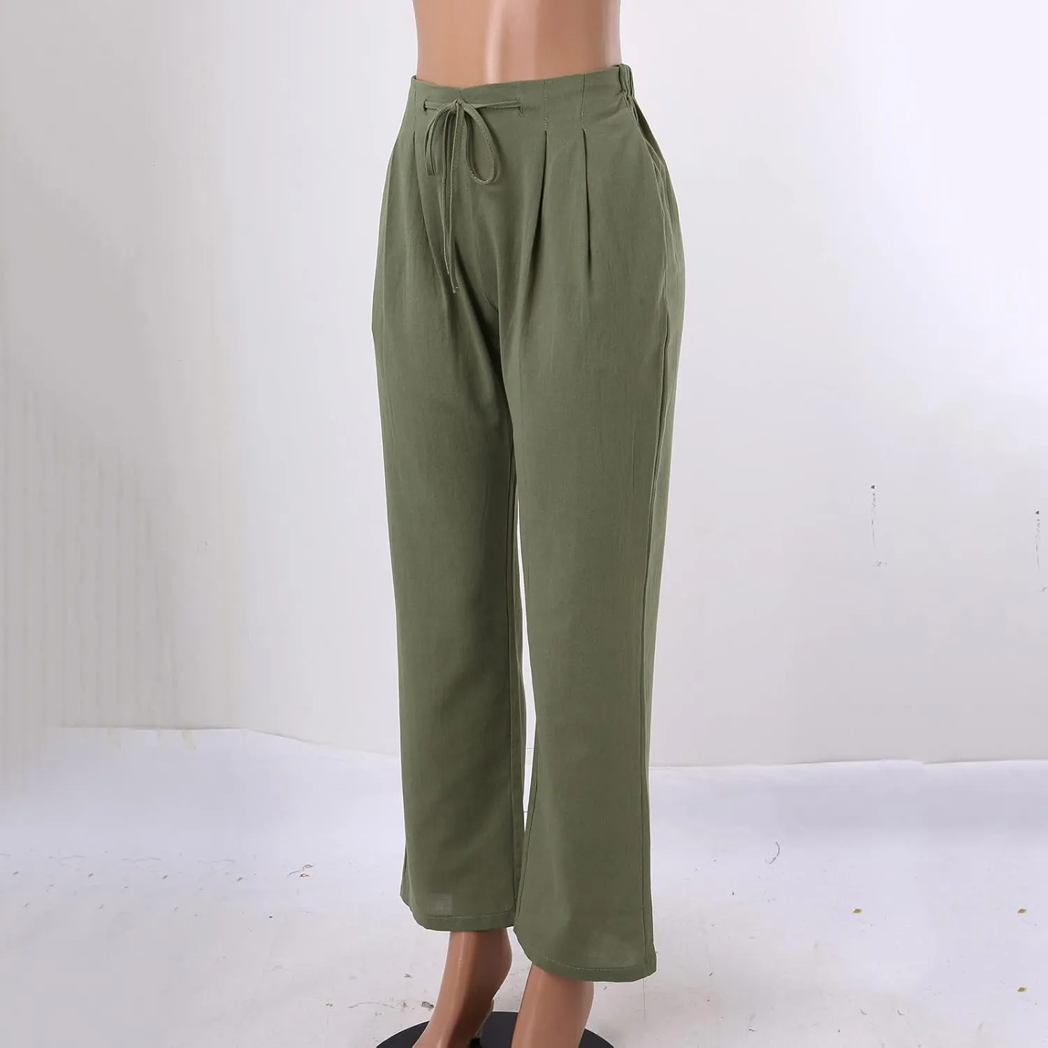 Linen Pants for Women Women's Lightweight Linen Pants - Relaxed Fit Elastic Waist Summer Casual Long Trousers