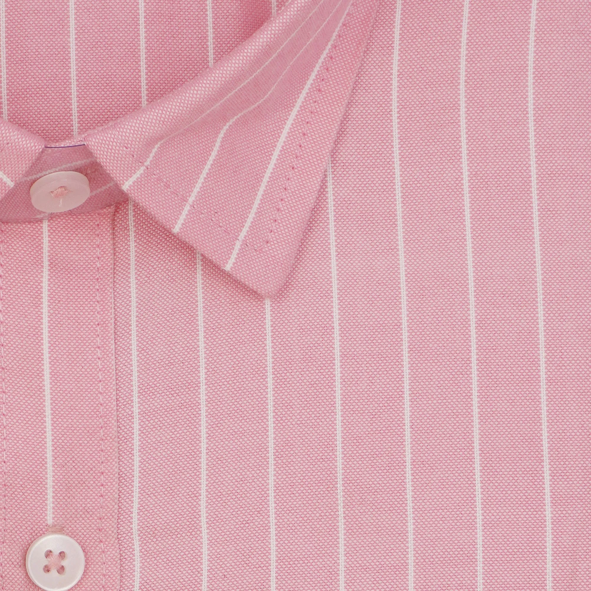 Men's Cotton Linen Striped Half Sleeves Shirt (Pink)