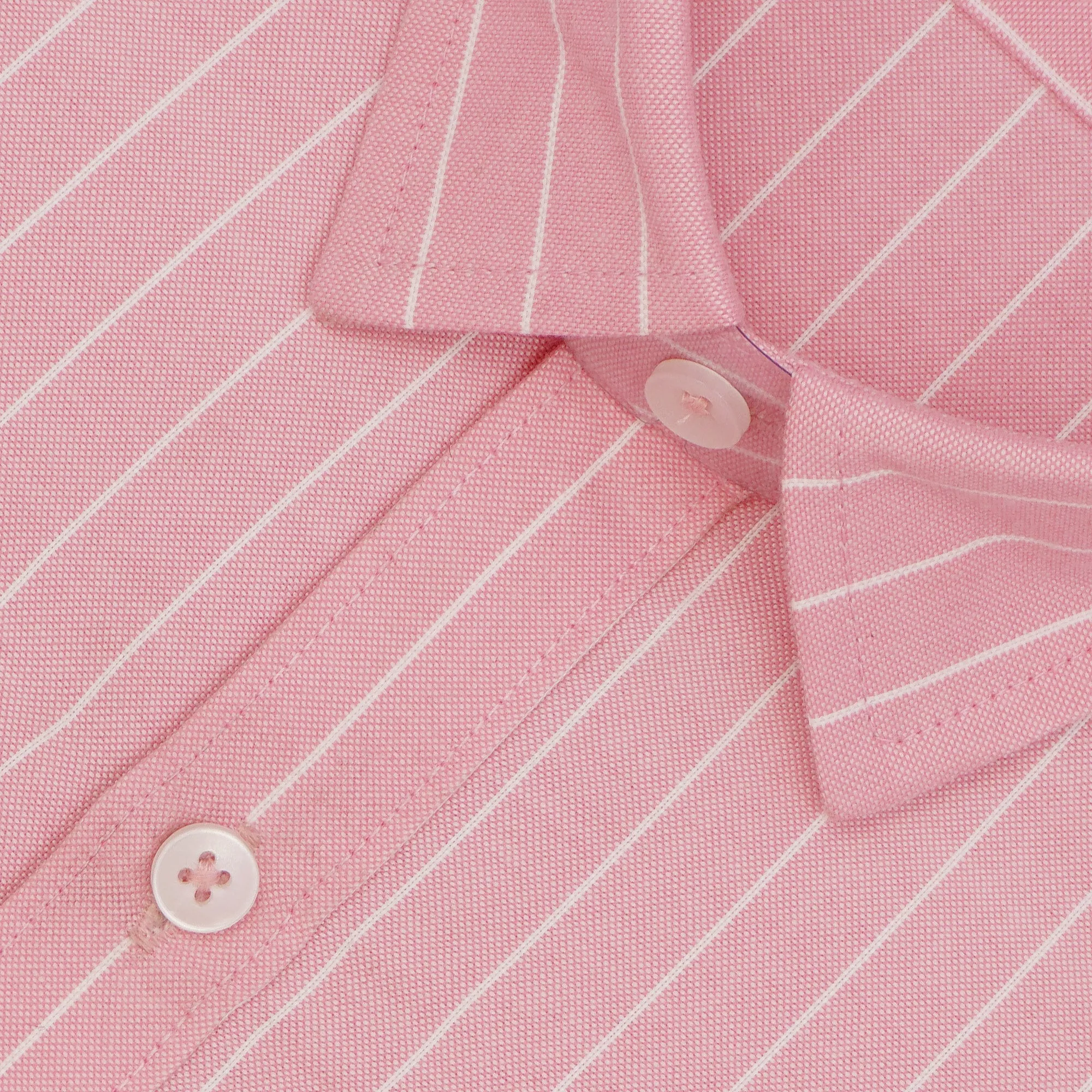 Men's Cotton Linen Striped Half Sleeves Shirt (Pink)