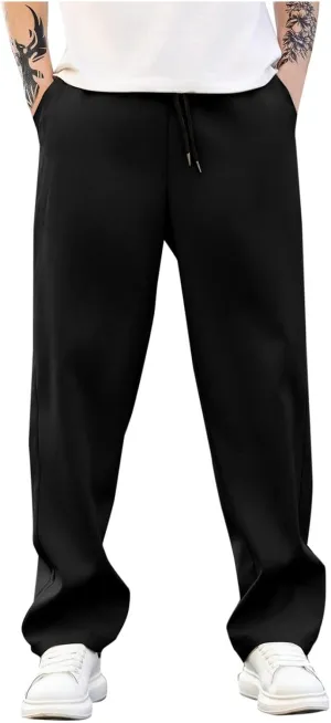 Men's Relaxed Fit Drawstring Waist Pants Comfortable Casual Lounge Lightweight Breathable Pants for Summer
