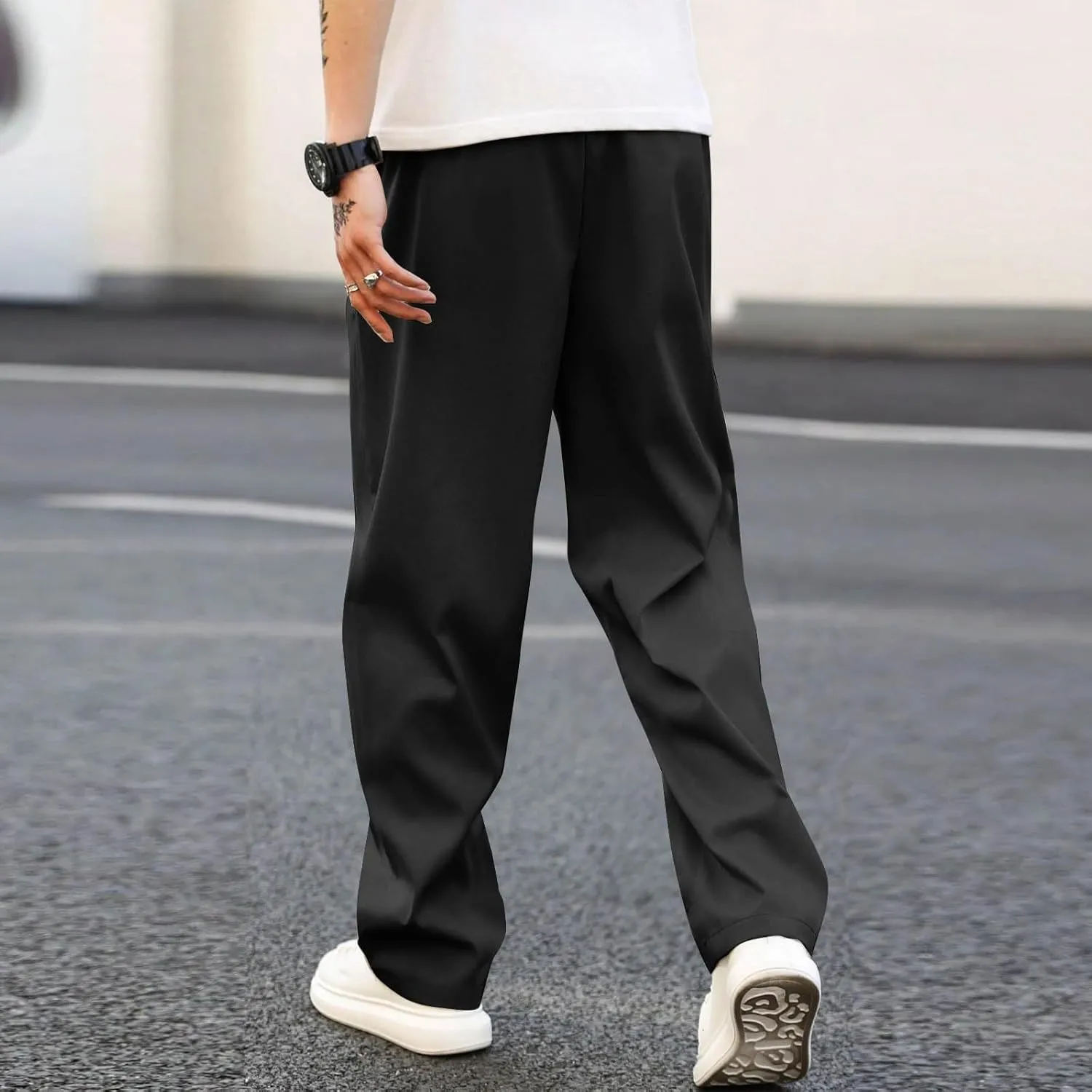 Men's Relaxed Fit Drawstring Waist Pants Comfortable Casual Lounge Lightweight Breathable Pants for Summer