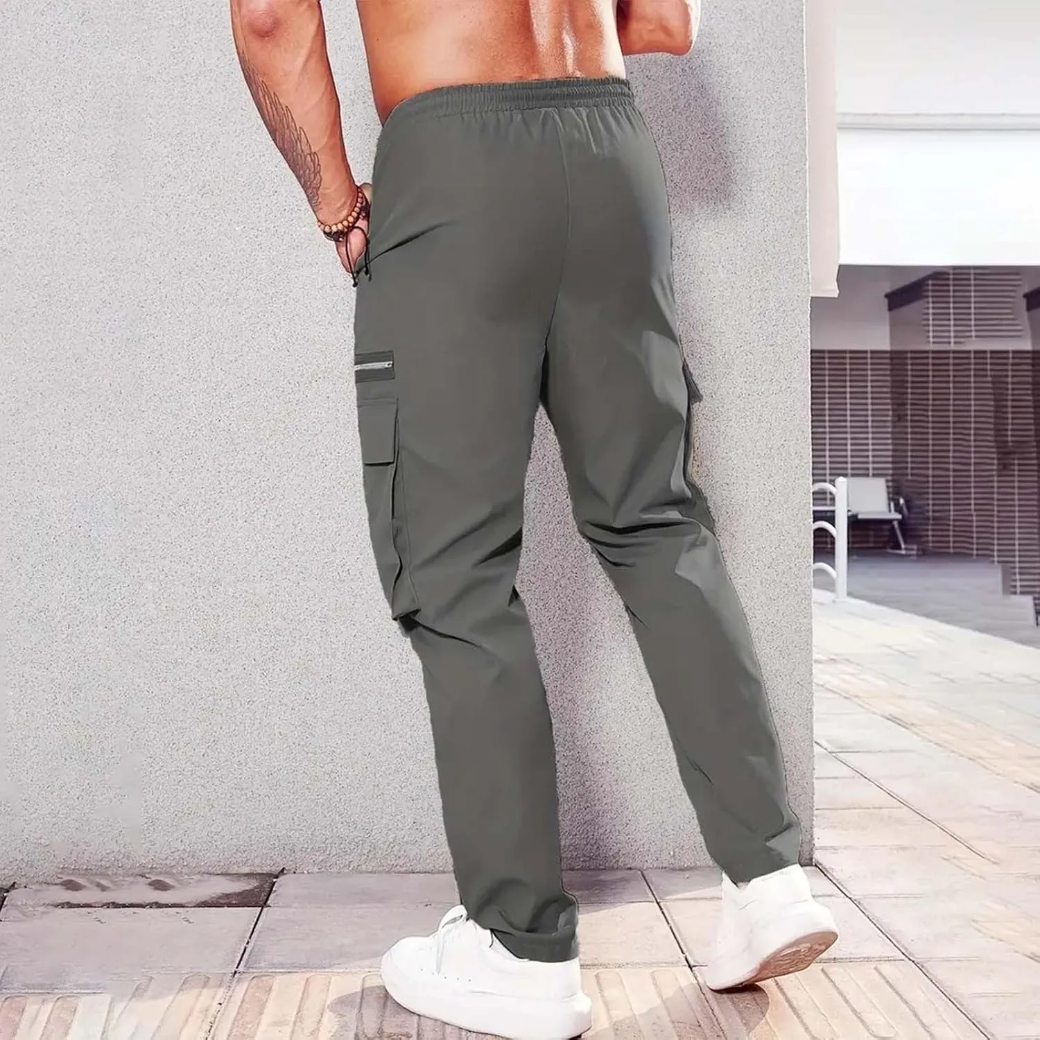 Mens Sweatpants Pockets Outdoor Hiking Pants Multi Pockets Classic Fit Comfort Utility Cargo Work Pants Regular Fit