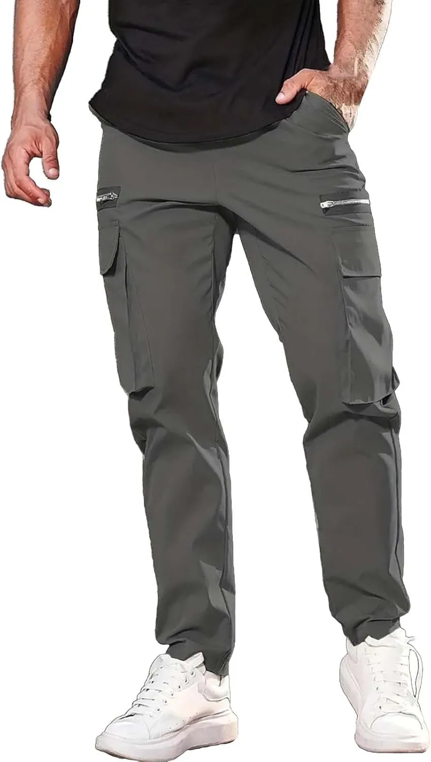 Mens Sweatpants Pockets Outdoor Hiking Pants Multi Pockets Classic Fit Comfort Utility Cargo Work Pants Regular Fit