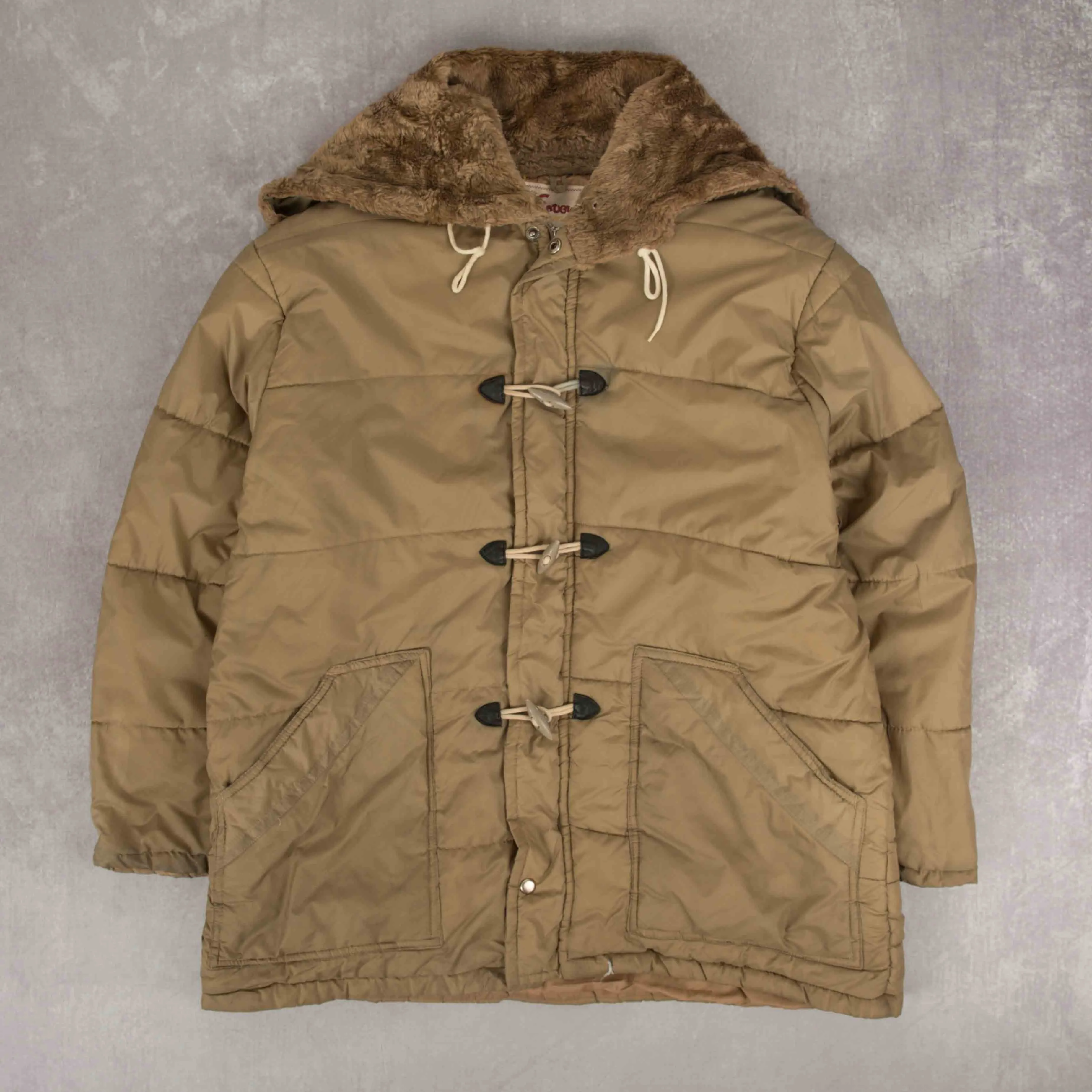 MEN'S VINTAGE 1980S PADDED DUFFLE JACKET - LARGE
