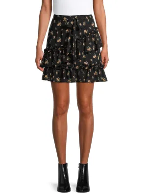 No Boundaries Juniors' Ruffled Woven Skirt