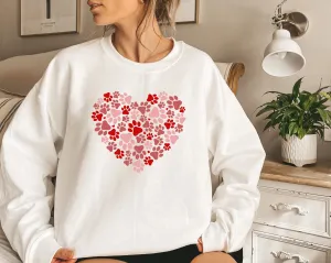 Paw Heart Sweatshirt, Dog Hoodie, Dog Cat Mom Sweat, Graphic Sweatshirt, Gift For Best Friends, Daily Sweater