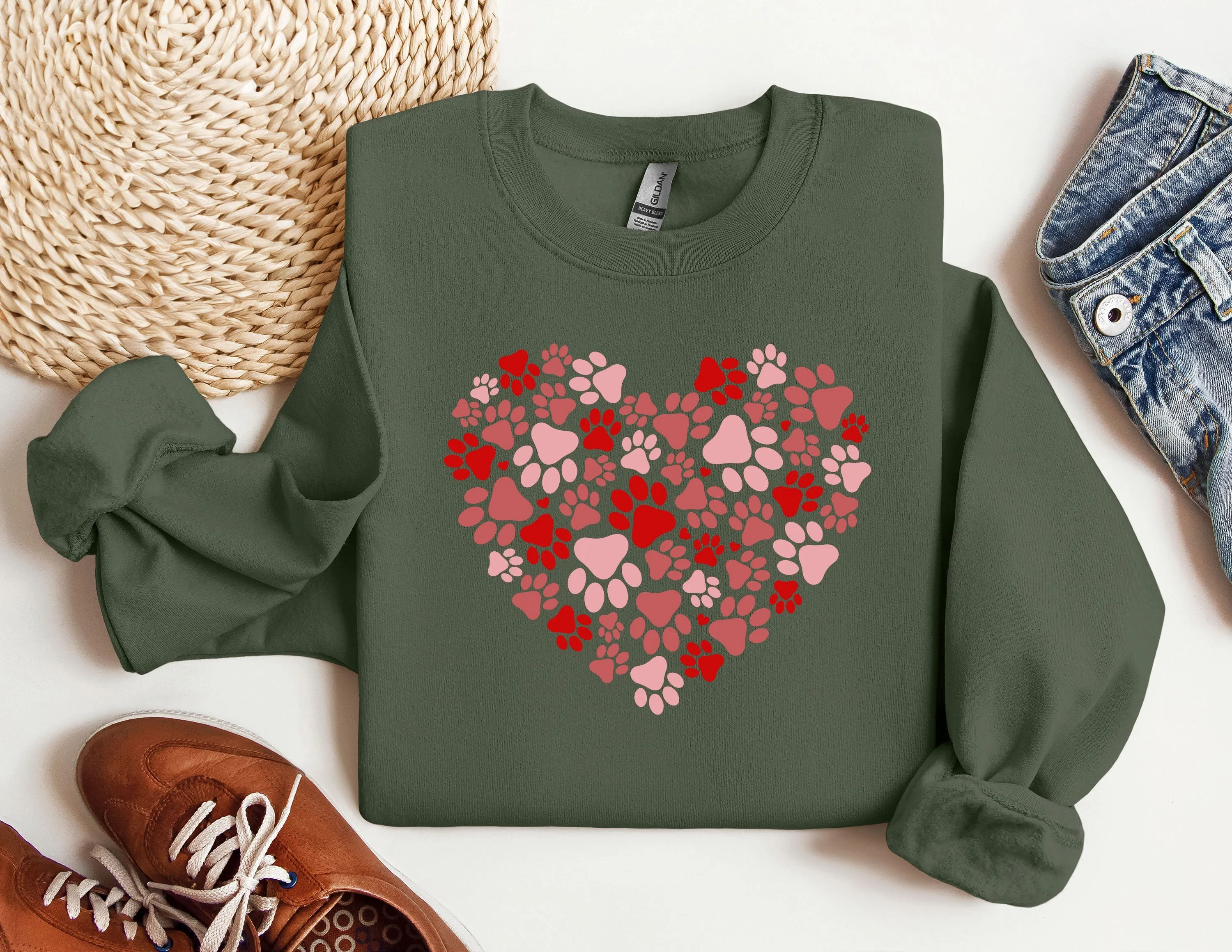 Paw Heart Sweatshirt, Dog Hoodie, Dog Cat Mom Sweat, Graphic Sweatshirt, Gift For Best Friends, Daily Sweater