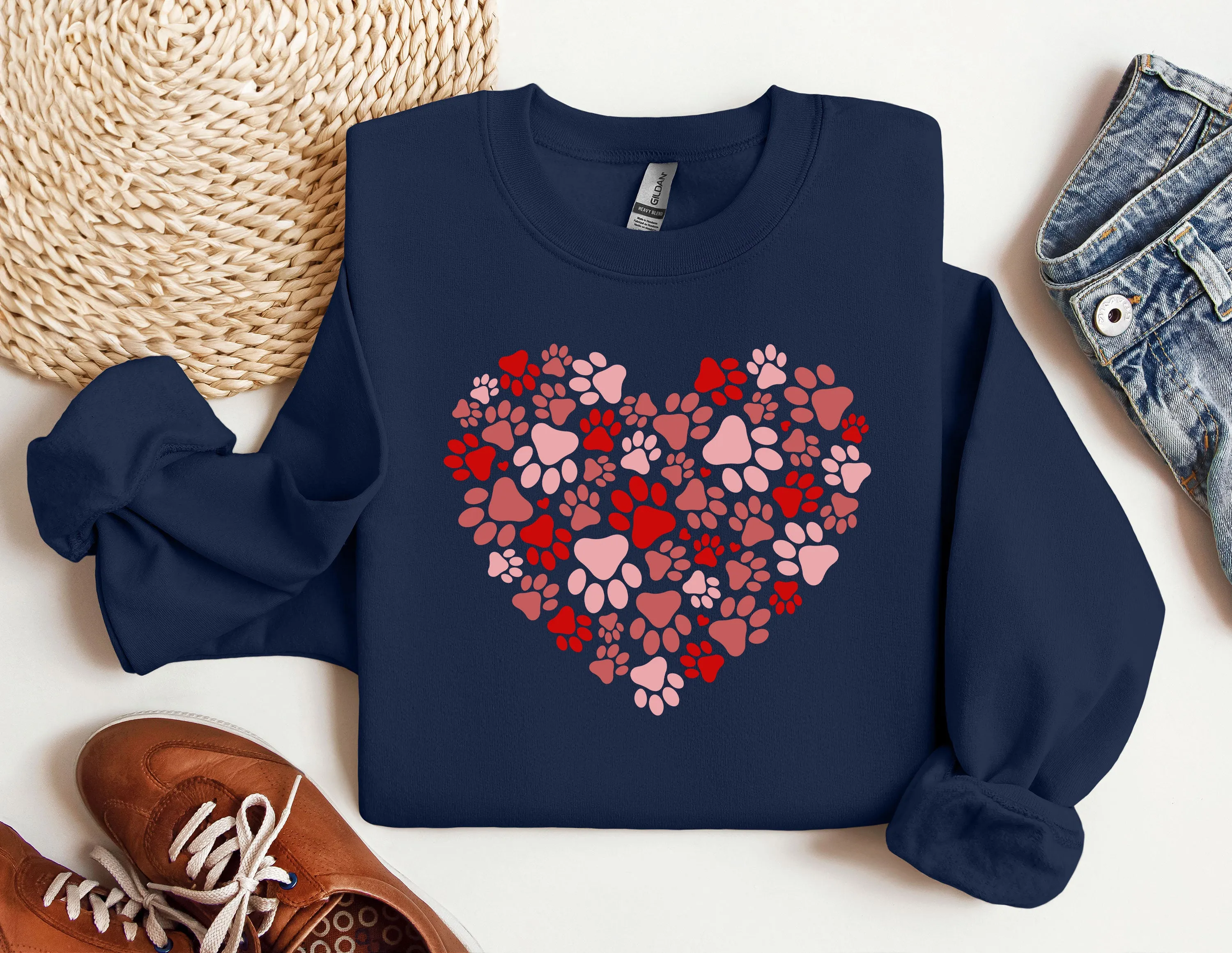 Paw Heart Sweatshirt, Dog Hoodie, Dog Cat Mom Sweat, Graphic Sweatshirt, Gift For Best Friends, Daily Sweater