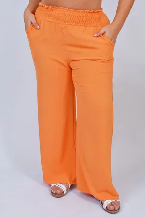 Plain Smocked High Wasit Palazzo