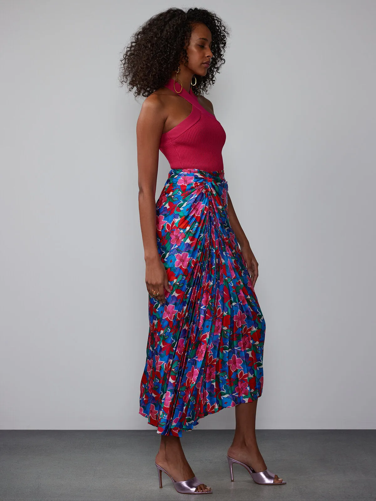 Pleated Asymmetric Skirt