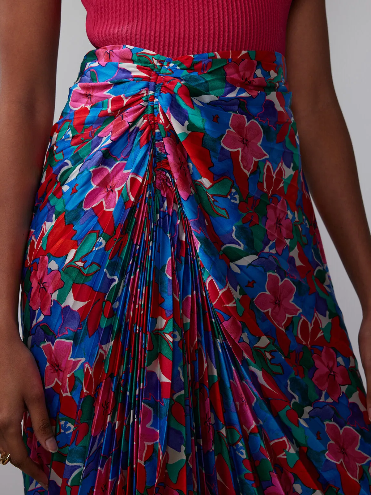 Pleated Asymmetric Skirt