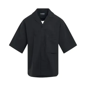 Quarter Sleeve Polo Shirt in Dark Navy