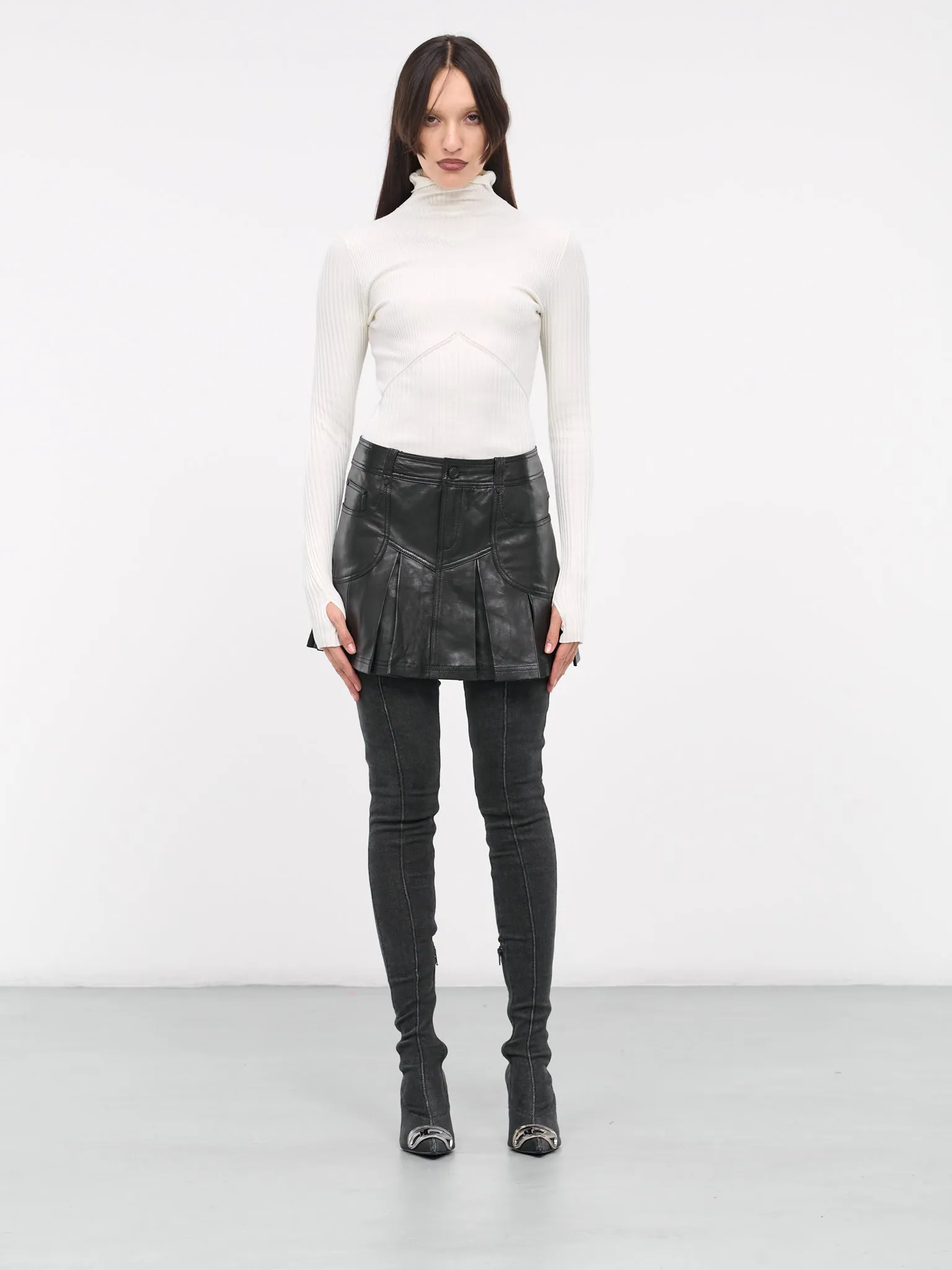 Rib-Knit Hoodie Top (TO107704730060-IVORY)