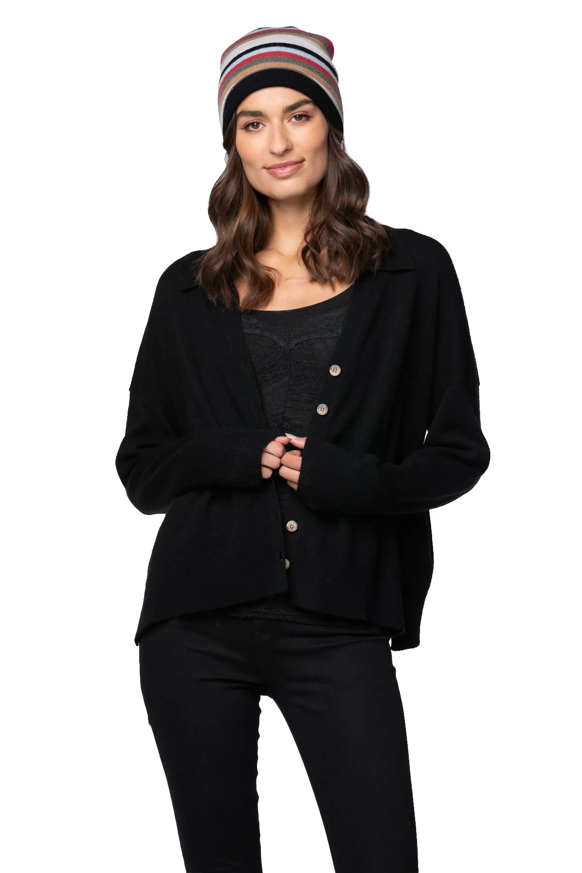 Rose Washable Cashmere Collared Cardigan