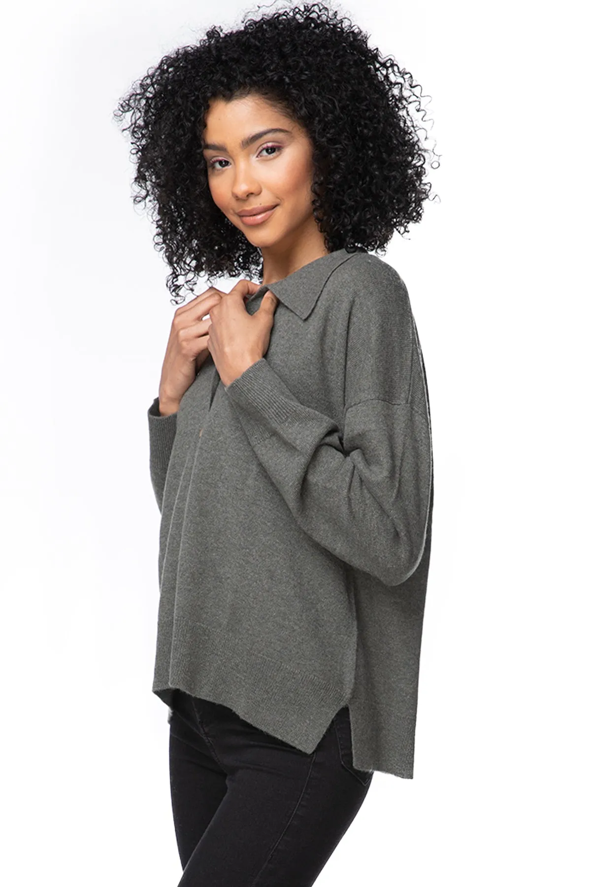 Rose Washable Cashmere Collared Cardigan