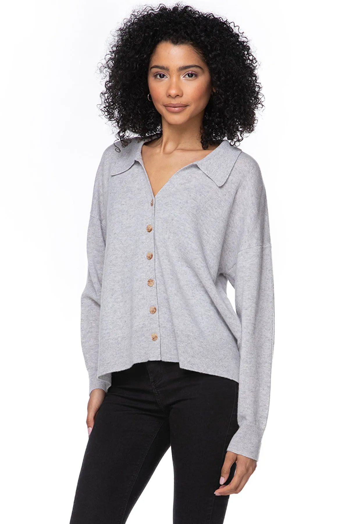 Rose Washable Cashmere Collared Cardigan