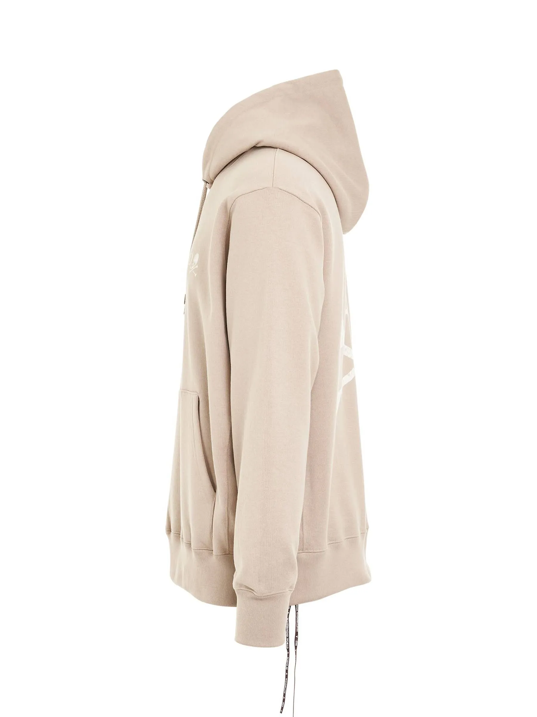 Rubbed Logo Hoodie in Beige