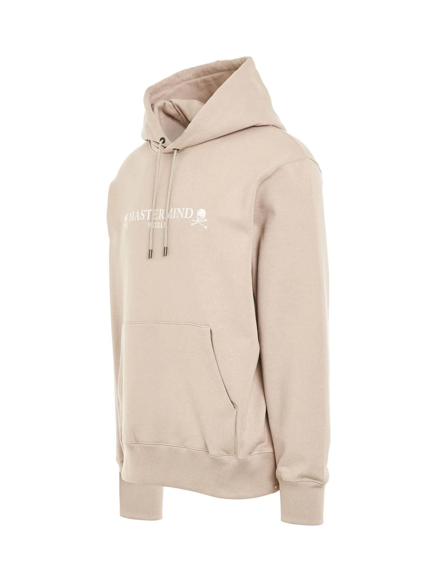 Rubbed Logo Hoodie in Beige