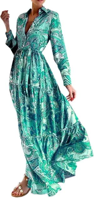 SHAOBGE Maxi Dresses for Women Trendy 2024 2023 Fashion European and American Women's Blue Elegant Long Summer