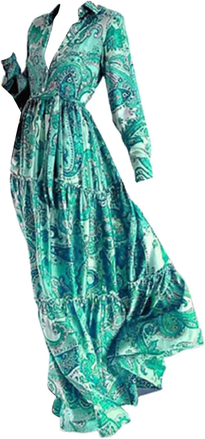 SHAOBGE Maxi Dresses for Women Trendy 2024 2023 Fashion European and American Women's Blue Elegant Long Summer