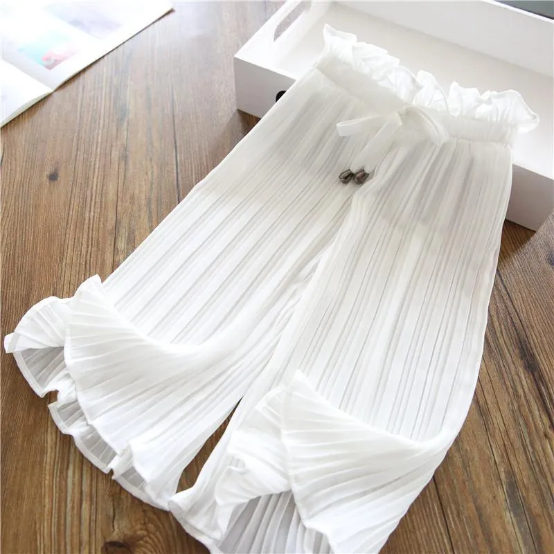 Solid Chiffon Pants for Toddler Girl Children's Clothing Wholesale