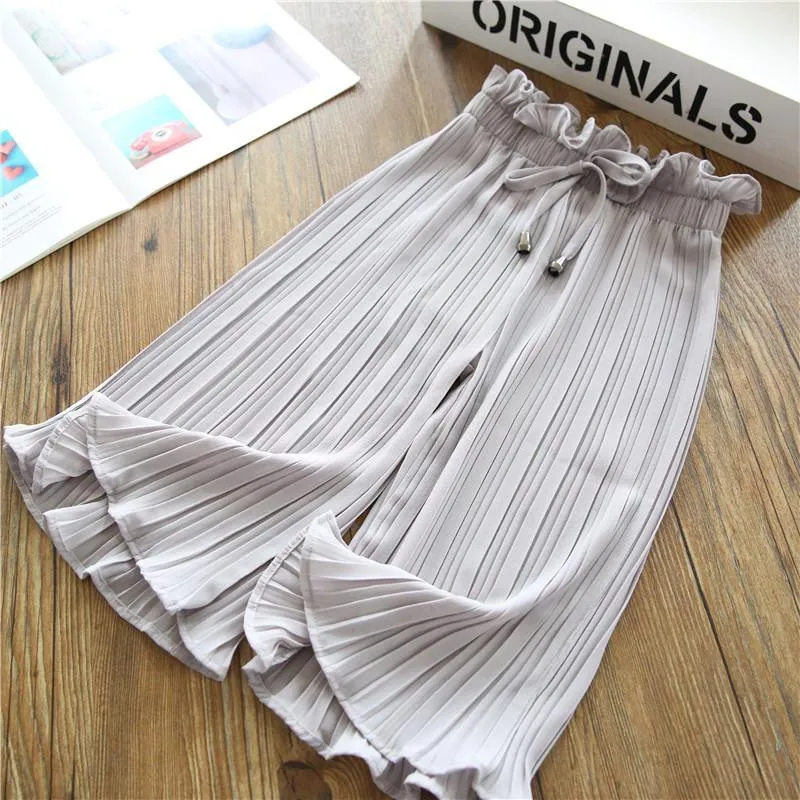Solid Chiffon Pants for Toddler Girl Children's Clothing Wholesale