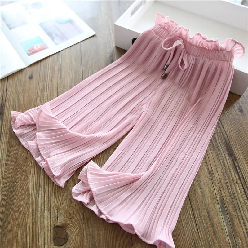 Solid Chiffon Pants for Toddler Girl Children's Clothing Wholesale