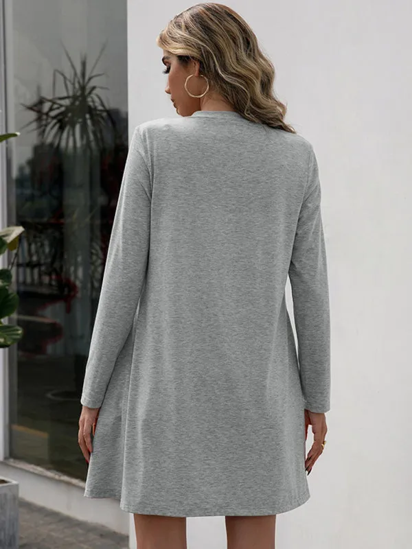 Solid V-Neck Long Sleeve Single Breasted Casual Jacket