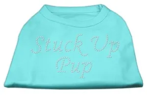 Stuck Up Pup Rhinestone Shirts Aqua XXXL(20)