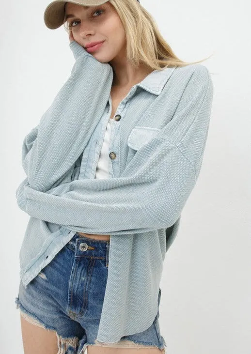 Textured Knit Shirt Jackets - 2 Colors!