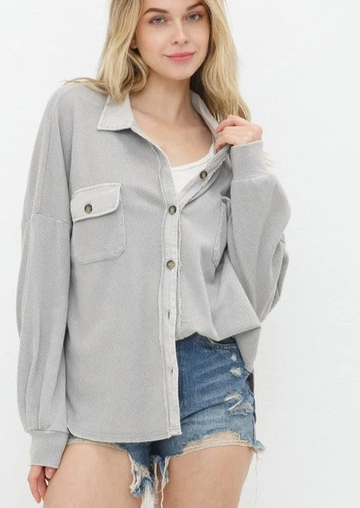 Textured Knit Shirt Jackets - 2 Colors!