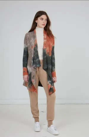 Tie Dye Rib Drape Cardigan