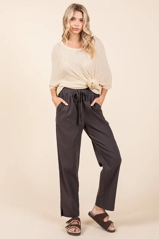 Tie Waist Pants in Charcoal