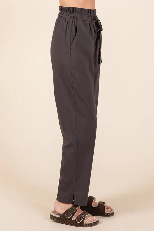 Tie Waist Pants in Charcoal