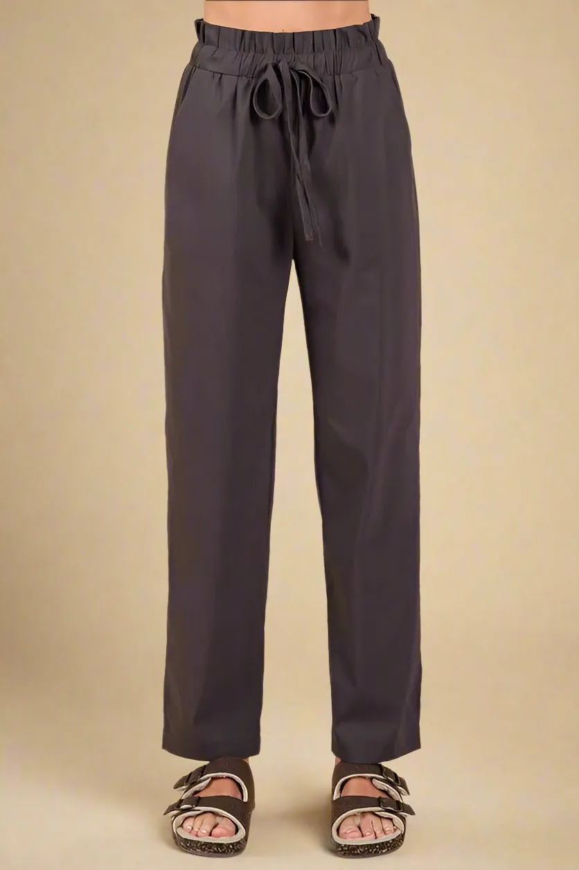 Tie Waist Pants in Charcoal