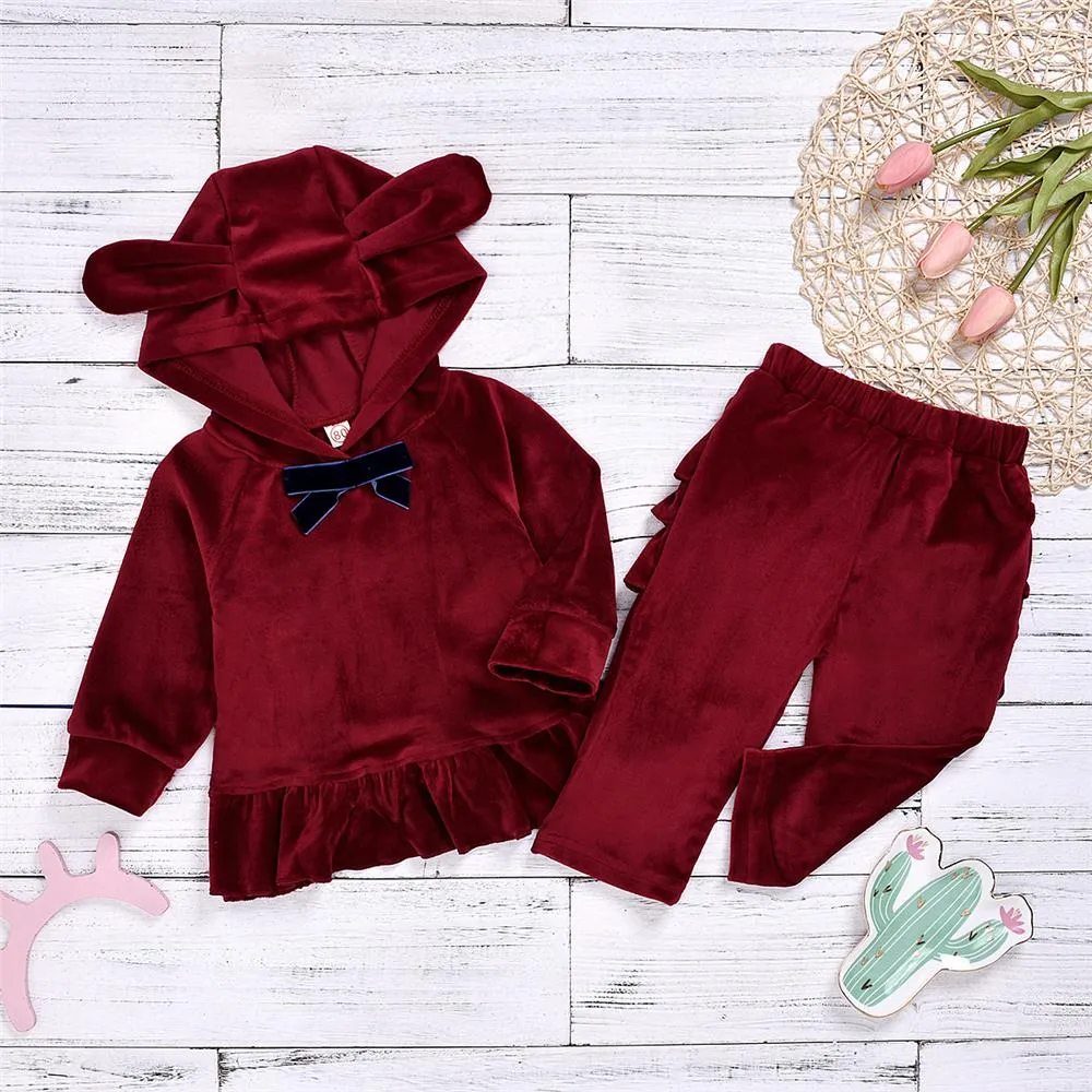Toddler Girls Hooded Long Sleeve Top & Pants Baby Girl Wholesale