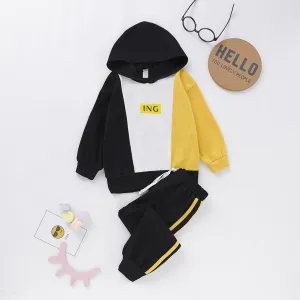 Unisex Ing Color Contrast Long Sleeve Hooded Top & Pants Kids Wholesale Clothing
