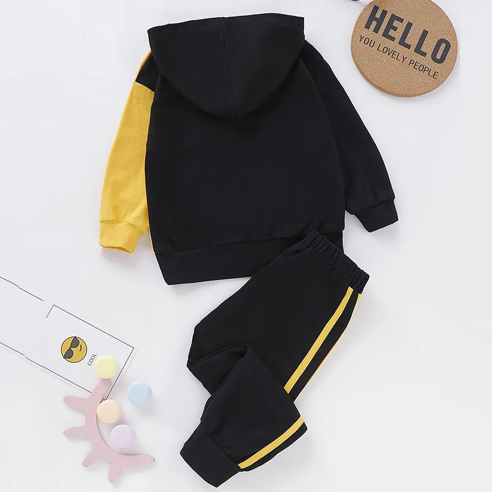 Unisex Ing Color Contrast Long Sleeve Hooded Top & Pants Kids Wholesale Clothing