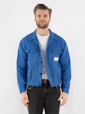 Vintage 70's Men Cropped Italian Work Jacket in Blue