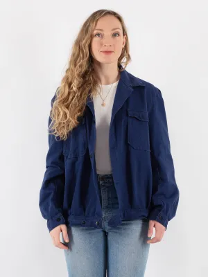 Vintage 70's Women Italian Work Jacket in Blue