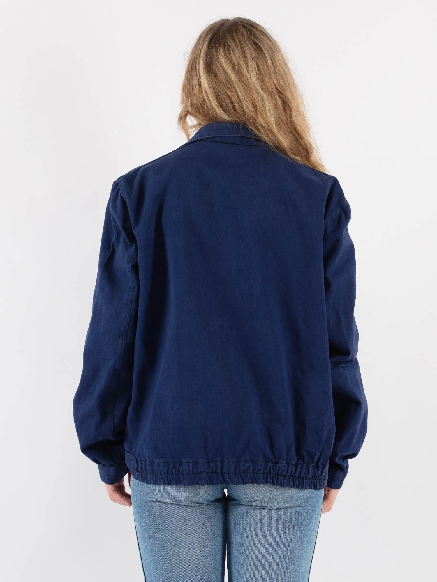 Vintage 70's Women Italian Work Jacket in Blue
