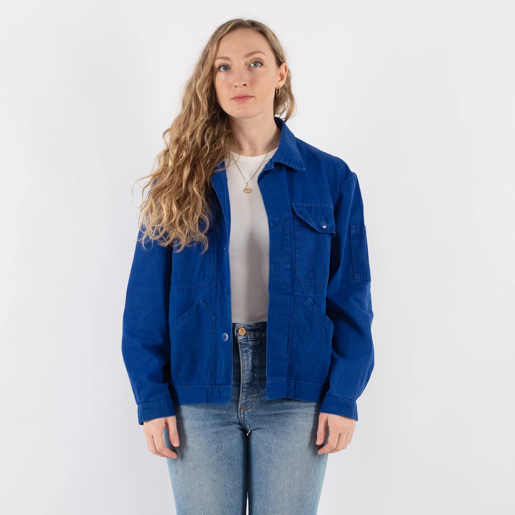 Vintage 70's Women Sanfor Work Jacket in Blue