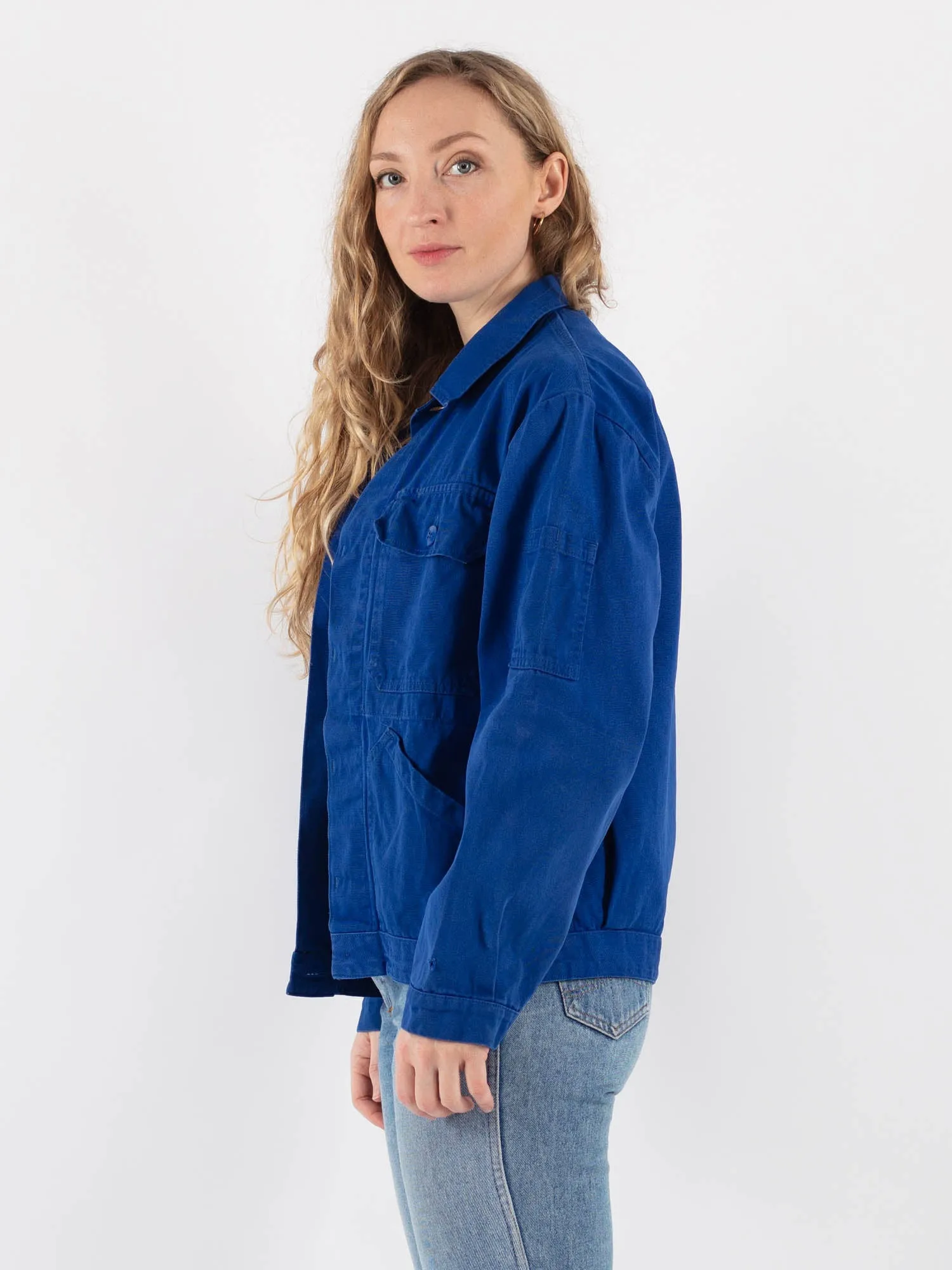 Vintage 70's Women Sanfor Work Jacket in Blue