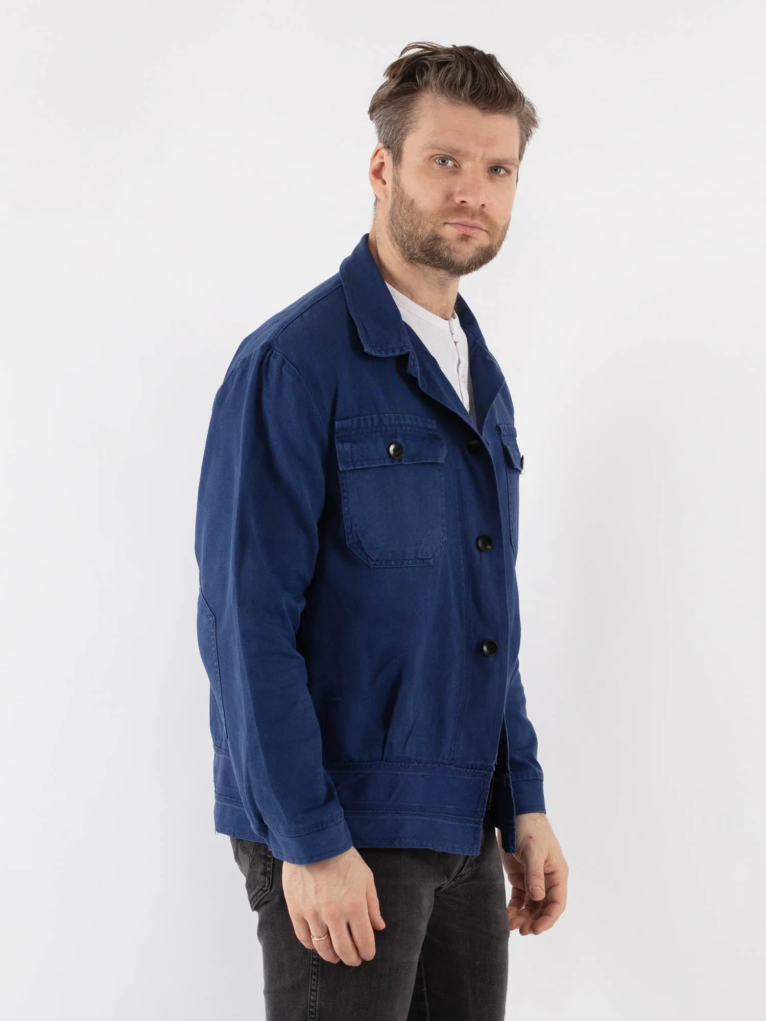 Vintage 80's Men Work Jacket in Blue