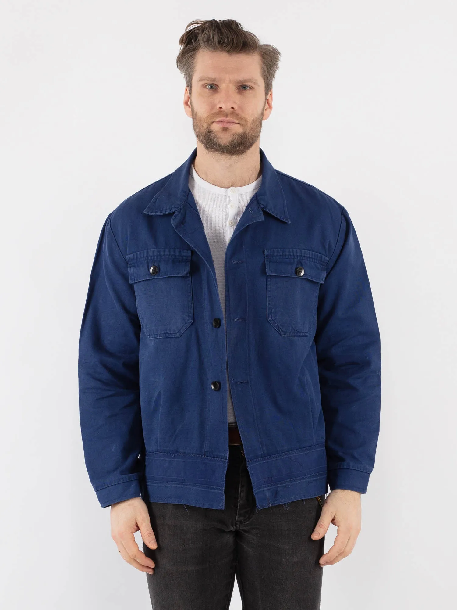 Vintage 80's Men Work Jacket in Blue