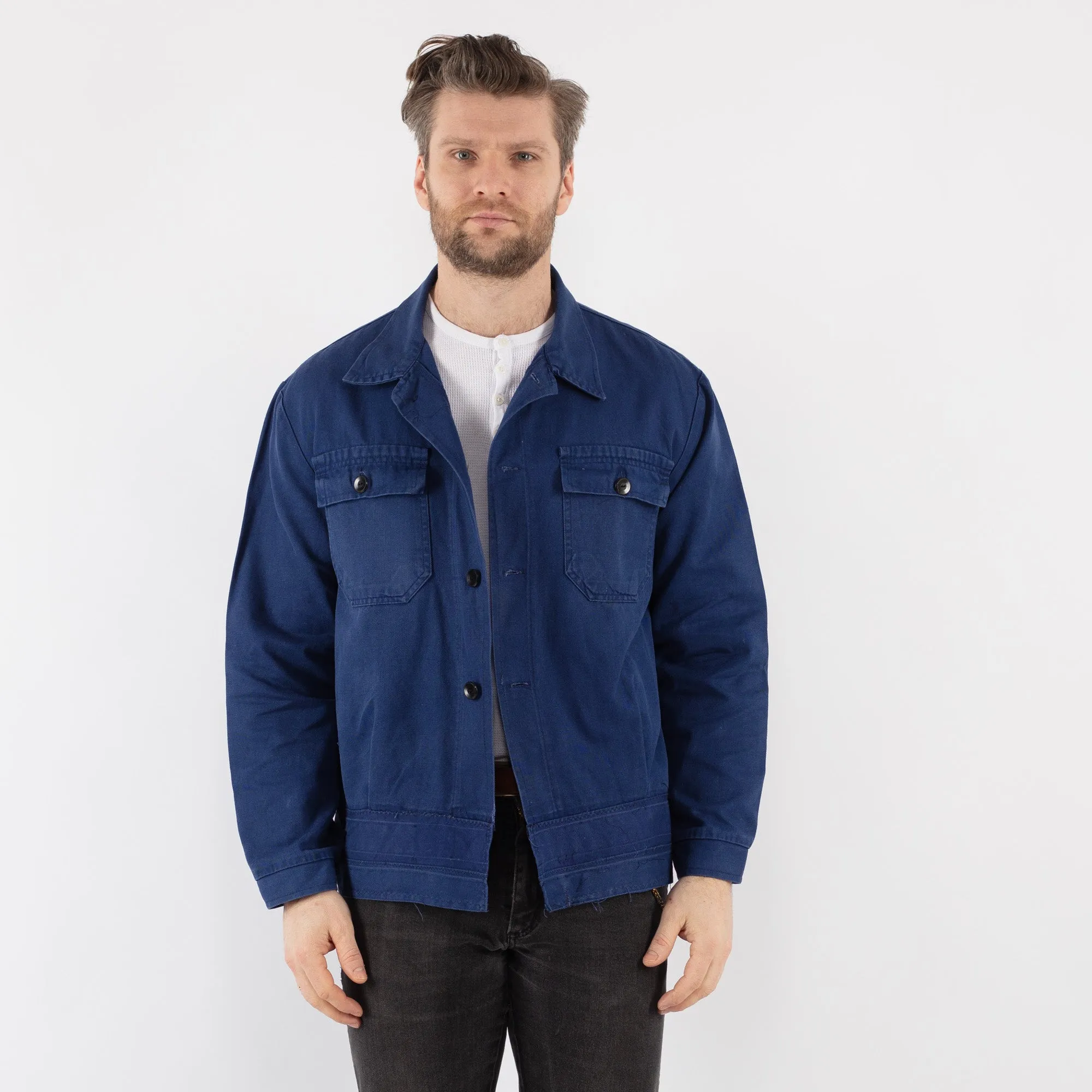 Vintage 80's Men Work Jacket in Blue